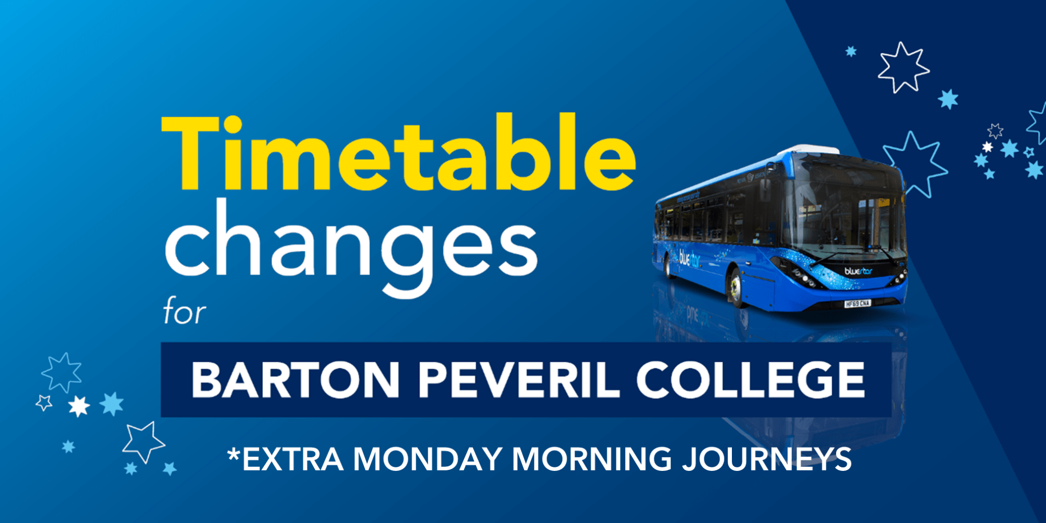 Additional Barton Peveril journeys for the exam period Bluestar